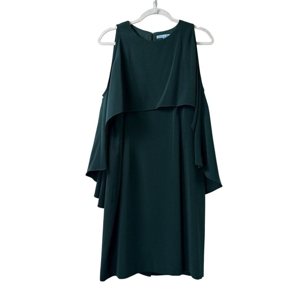 Antonio Melani Sleeveless‎ A Line Dress Womens 12 Emerald Green Attached Cape
